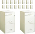 Pemberly Row Set of 18 3-Drawer File Cabinet with Pencil-Drawer in Pearl White