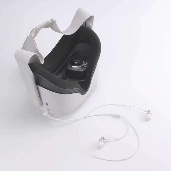 TNE in-Ear Headphones for Meta/Oculus Quest 2 | HiFi Earphones, Lens Dust Cover Pad, Controller Grip Thumbstick Caps for Quest 2 VR Virtual Reality Gaming Headset