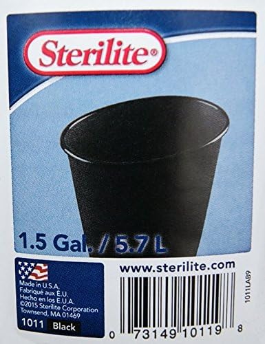 STERILITE 10119012 1.5 Gallon Black Wastebasket