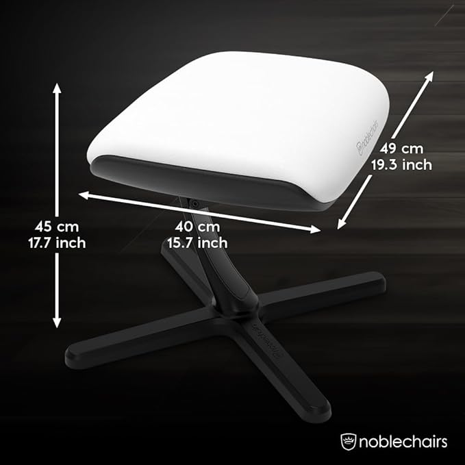 noblechairs Footrest V2.0, White Edition, 45-Degree Tilt, Premium Materials, High-Tech Vinyl Cover, White