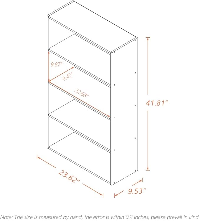 NELYE Basic Open Shelf Bookcase - 4-Tier Wooden Cube Storage Shelves Split Bookshelf, Oak