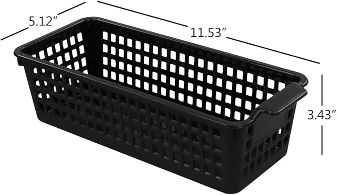 Vababa Plastic Desk Organizer Basket, Slim Storage Basket, Pack of 6, black