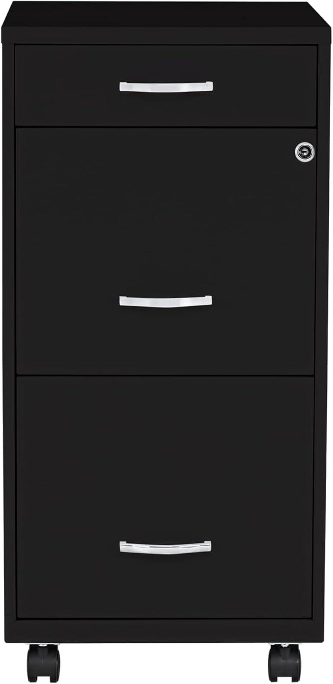 Lorell LYS SOHO Box/File/File 3-Drawer Mobile File Cabinet, Black