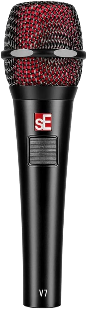 SE ELECTRONICS V7 Push-to-Talk Dynamic Microphone for Singing, Speech & Studio Recording - XLR Handheld Professional Microphone with Supercardioid Aluminum Voice Coil for Huge Gain Before Feedback