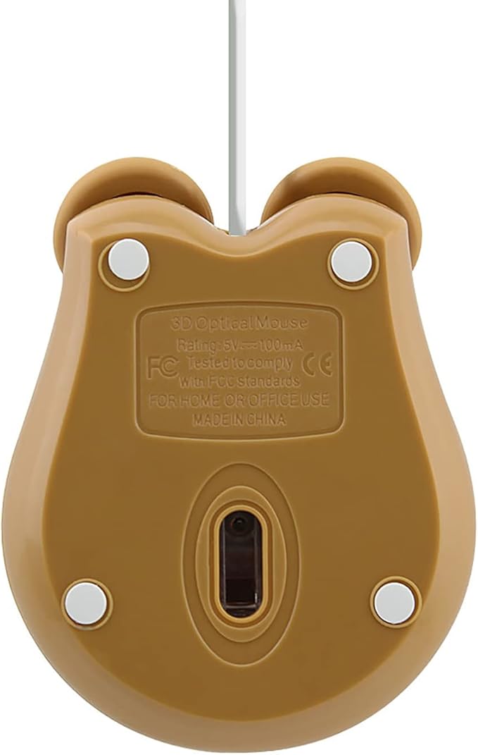 Sokelinn-six Wired Cute Mouse, USB Wired Mause for Kids with Lovely Cartoon Shaped, 1600PDI 3 Buttons Ergonomic Mini Mice for PC Laptop Desktop (Brown Bear)