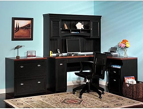 Bush Furniture Fairview L-Shaped Wood Home Office Set in Black