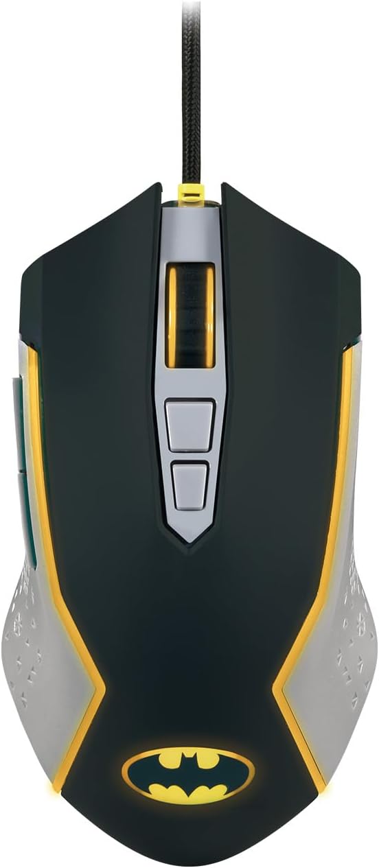 FRTEC - Batman Edition Gaming Mouse, Yellow LED Lighting, Adjustable DPI, Wired, Official DC Collection, Fast and Precise Movement, Configurable Side Buttons