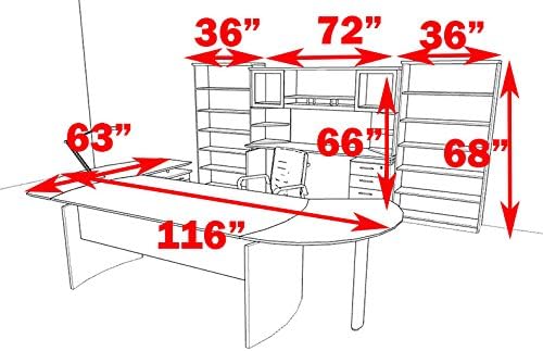 8pc Modern Contemporary L Shape Executive Office Desk Set, MT-MED-O25