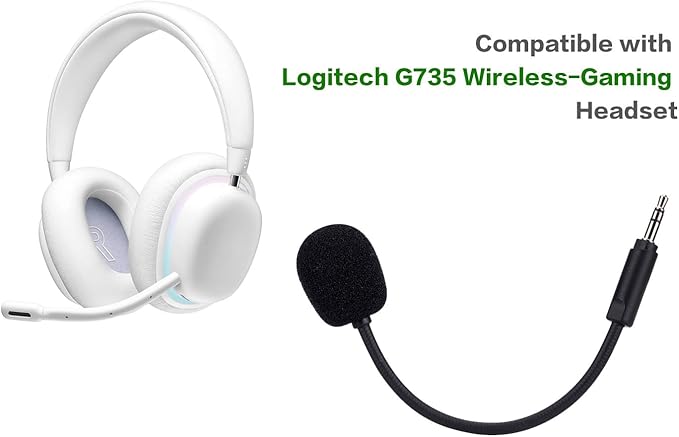 UNCLE LIGHT Replacement Game Mic for Logitech G735 Gaming Headset on PS4 PS5 PC, 3.5mm Detachable Boom Microphone