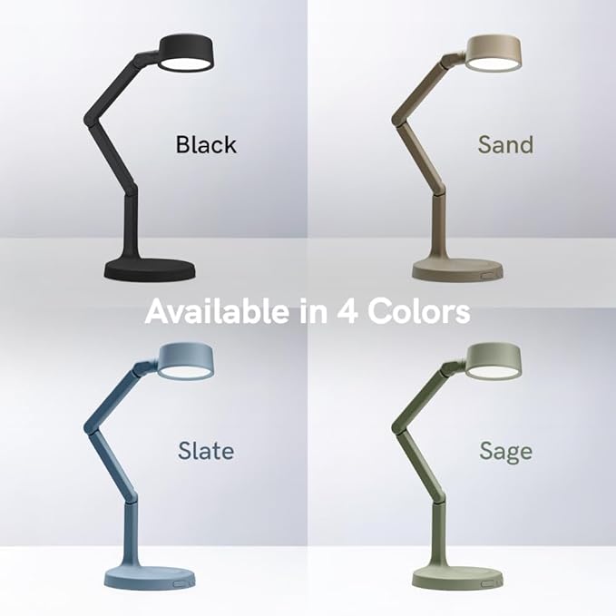 LUME CUBE Edge Light Go - Rechargeable Cordless Table Lamp - Perfect Lighting Wherever You Need it - Battery Powered LED Desk Light with Red Light Mode & Wireless Charger (Sand)