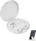 9 in 1 Cable Case USB Adapter Cable Conversion Storage Box USB Type C to Micro USB/Lightning/USB A Cable Data Transfer Tool Contains Sim Card Slot Tray Eject Pin Use as Phone Holder (White)