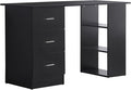 HOMCOM 47" Modern Home Office Computer Desk Bookcase Combo Writing Table Workstation with 3 Drawer and Storage Shelf - Black