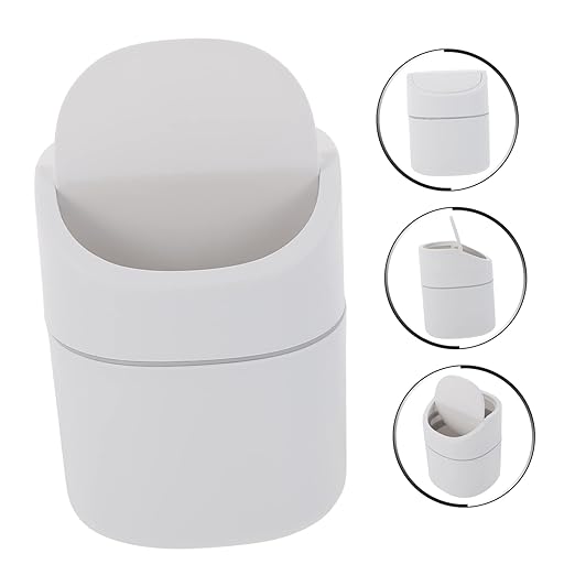 CHILDWEET Mini Flip Lid Trash Can Slim Office Desktop Trash Bin Smart Wastepaper Container