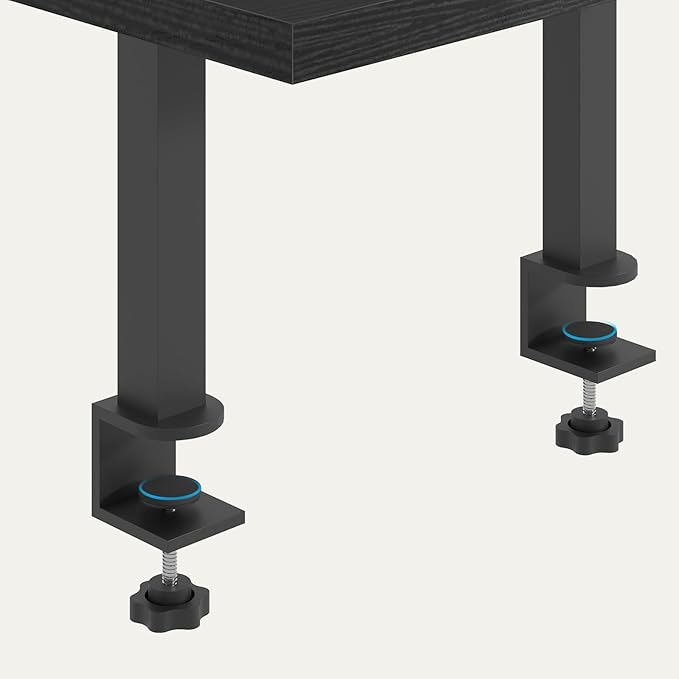 MAHANCRIS Clamp On Desk Organizer, 3-Tier Desktop Bookshelf, Adjustable Desk Storage Shelf, Metal Frame, for Office, Study and Game Room, Black DSBK3601