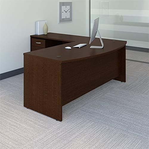 Series C 72" W Bow Front L-Shaped Desk with Return and Mobile Cabinet-Cherry