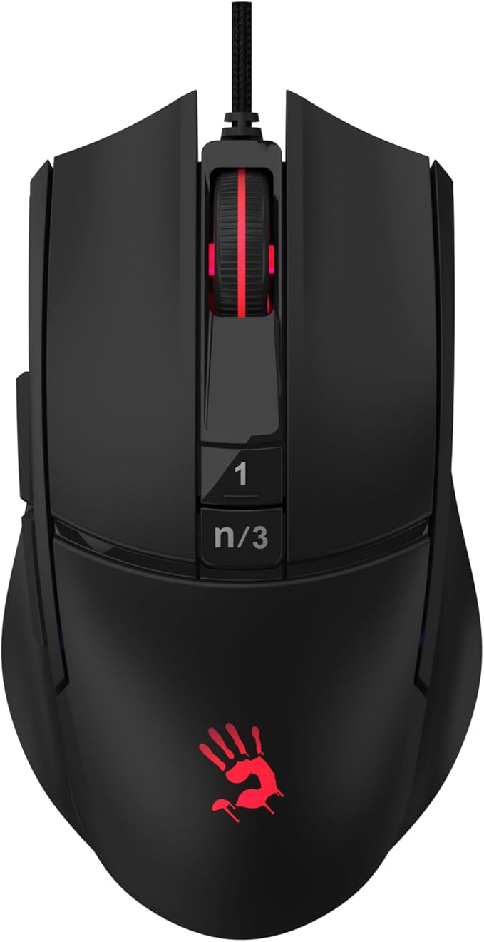 Bloody Gaming Mouse L65 Max - Stone Black, Lightweight 78 Grams, BC3332-A Sensor, RGB Animation, 4M Onboard Memory