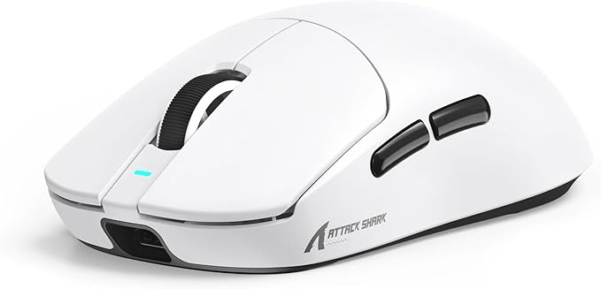 ATTACK SHARK X8SE Wireless Gaming Mouse,Adjustable 25K DPI PAW3311 Optical Sensor,Ergonomic 59g Lightweight,Triple Modes 2.4G/BT/USB-C Wired,500mAH Battery,5 Programmable Buttons for PC/Mac-White