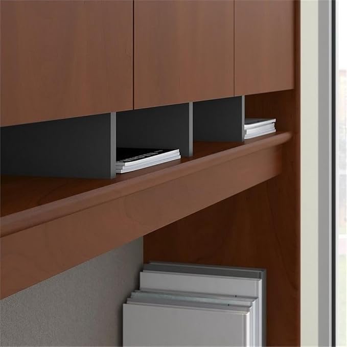 Bush Business Furniture Echo 56W Bookcase Desk in Charcoal Maple, Versatile Computer Table with Shelves for Home or Professional Office Space