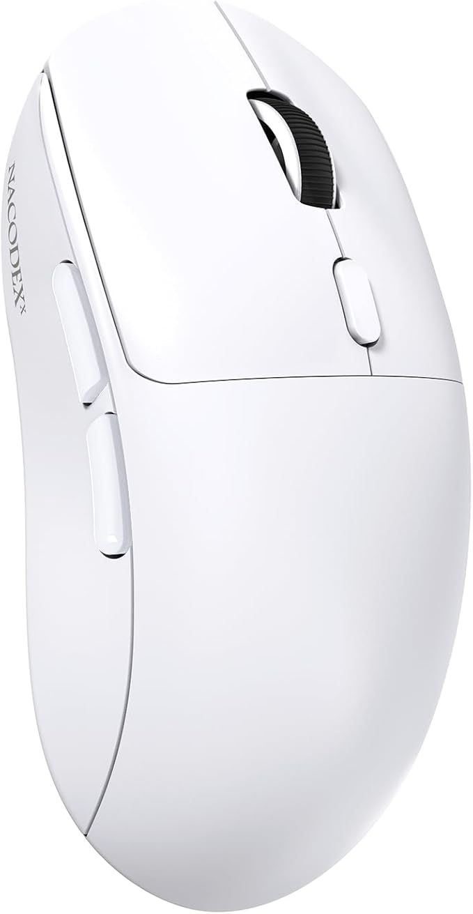 A.JAZZ NJ07 Wireless Mouse,67g Ultra-Lightweight,3-Mode 2.4G/Bluetooth/USB-C, 6 Adjustable DPI up to 12800, 1000Hz Optical Sensor, Ergonomic Design Long Battery Life, Compatible with PC & Mac-White