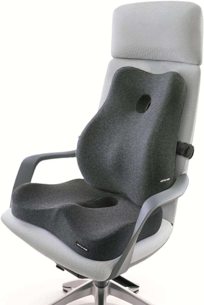 Seat Cushion and Lumbar Support Pillow for Office Chair, High-Elastic Memory Foam Car Chair Cushions, 4.7" Extra Thick Back Support for Long Sitting, Breathable Washable Cover(Dark Grey)