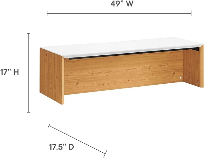 Modway EEI-6312-WHI-NAT Kinetic 49" Wall-Mount Office Desk with Cabinet and Shelf, White Natural