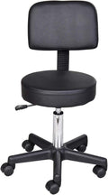 Hydraulic Salon Rolling Stool, 18.11"-23.82" Adjustable Height, PU Leather Swivel Stool, Round Spa Chair with Backrest Casters Wheels Black for Salon Tattoo Facial Massage Spa Office Drafting