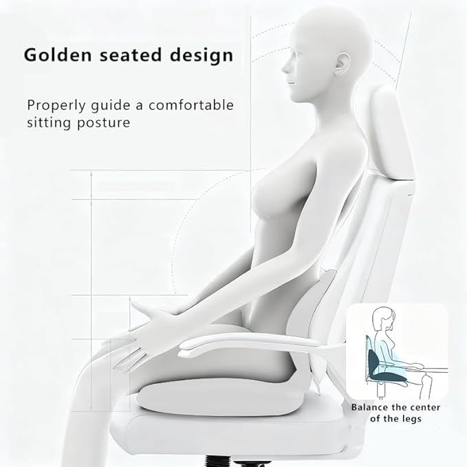 Adjustable Memory Foam Lumbar Cushion - Ergonomic Lower Back Support Pillow with Cotton Cover, Mid-Height Customizable Design for Office Chair, Car Seat, Long Sitting (Gray, Large)
