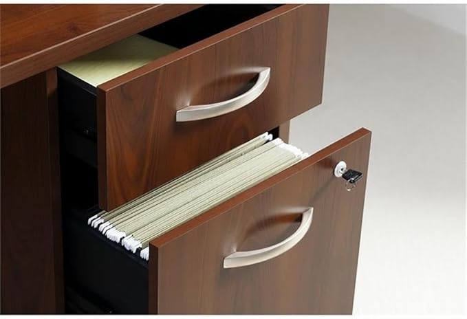 Bush Business Furniture Studio C 3 Drawer Mobile File Cabinet in Modern Hickory - Assembled, Rolling Document Storage for Home or Professional Office