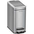 Small Bathroom Trash Can with Soft-Close Lid, 6L/1.6 Gal Stainless Steel Slim Step Garbage Can with Removable Inner Bucket for Bedroom, Bathroom