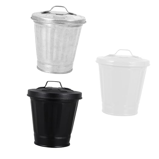 3pcs Desk Flowerpot Waste Bin Mini Trash Can Lid Desktop Slim Trash Can Lid