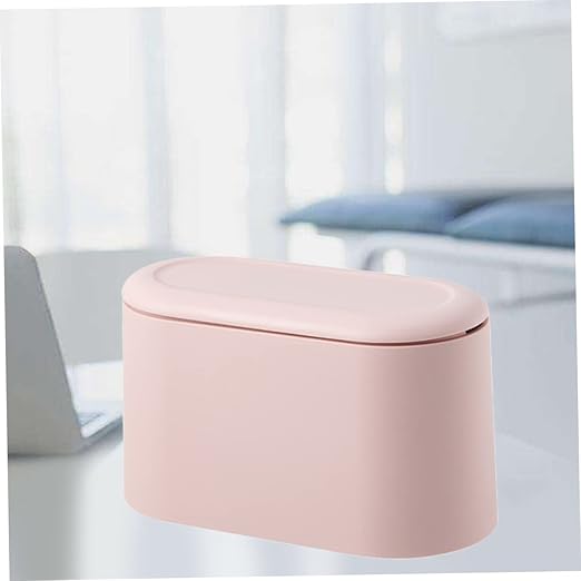 Modern Pressed Slim Mini Desktop Trash Can Table Waste Bin Cover for Office Home