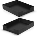 Letter-Size Tray Desk Letter Tray Paper Tray, Sturdy Heavy-Duty Plastic Printer Paper Tray, Single-Tier Stackable File Storage Organizer for Office Home (Black ×2)
