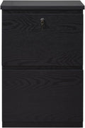 kowo 2 Drawer Wood File Cabinet with Lock, Printer Stand, Vertical Filing Cabinet fits A4, Letter, and Legal Size Documents for Home Office, Black