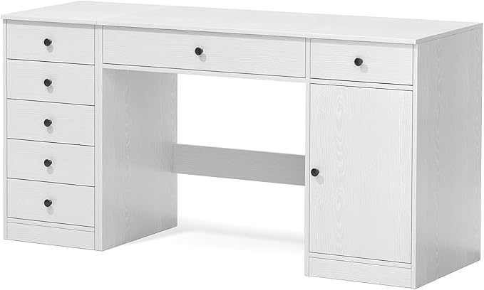 TUSY Office Desk and 5-Drawer Cabinet Set, 31.5" H White Desk with Drawers, 47.24" W Executive Desks with Storage, Computer Table for Home Office, Study, Small Spaces