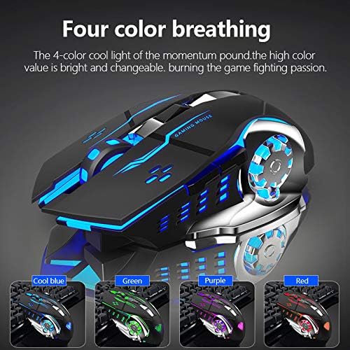 AULA SC100 Silent White Wireless Mouse Rechargeable, RGB LED Backlit, DPI Adjustable, 2.4G Wireless Optical Computer Gaming Mice with USB Receiver, Punk Cool Mouse for Office/Games