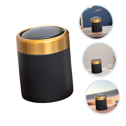 ABOOFAN Mini Stainless Steel Trash Can with Lid Compact Round Desktop Waste Bin for Bathroom Bedroom and Kitchen Slim Design for Small Spaces