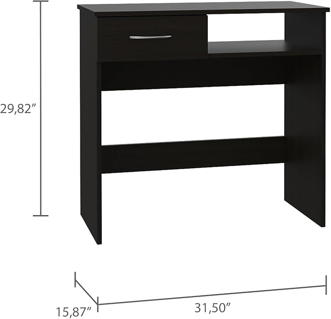 Penau Modern 2-Piece Home Office Set, 7-Shelf Bookcase and Drawer Desk, Black Wengue Finish, Compact Design for Small Spaces