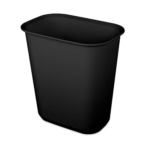 Sterilite 5.5 Gallon Rectangular Wastebasket Easy to Clean Open Top Durable Home Kitchen Trash Bin, Fits 8 Gallon Liner, 12 Pack, Black