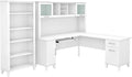 Bush Furniture Somerset 72W L Shaped Desk with Hutch and 5 Shelf Bookcase