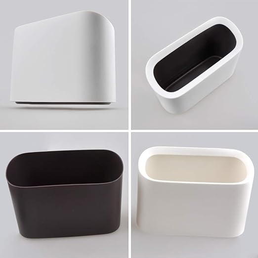 AYADA 0.4 Gal Mini Trash Can for Desk with Inclined Opening, Small Waste Basket Very Tiny for Desktop Vanity Countertop Table Office Laundry Bedside, Slim Thin Plastic Mini Garbage Can (White)