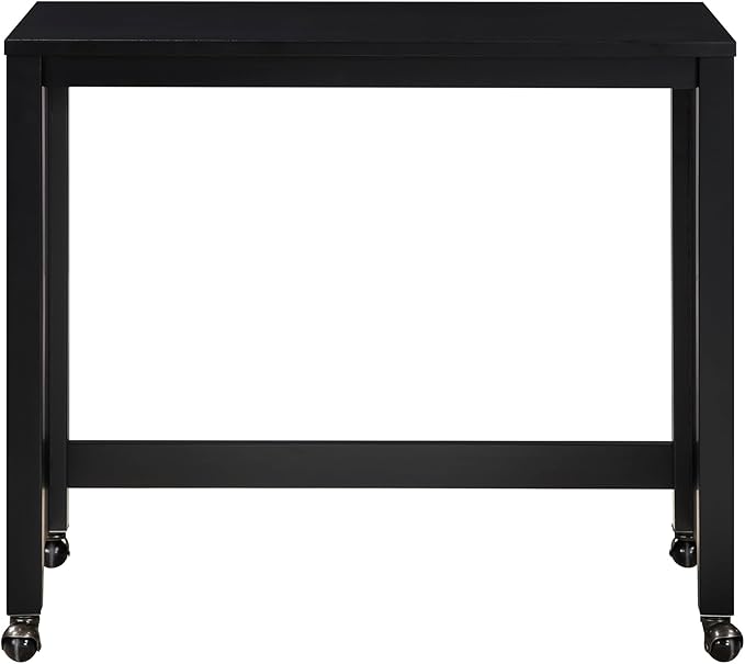 Lexicon Space-Saving Home Office Wood Desk Set, Modern Makeup Vanity Desk with Padded Vanity Stool, USB Charging Port, Nesting Table, Rolling Small Computer Table for Writing/Study/Bedroom, Black