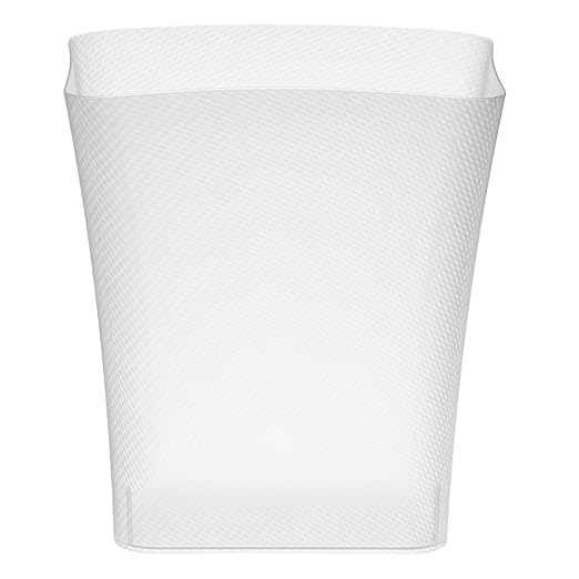 Clorox Textura Slim Trash Can - 3.1 Gallon Small Waste Basket for Narrow Spaces - Skinny Plastic Garbage Bin for Bathroom, Bedroom, or Office, Clear Frost