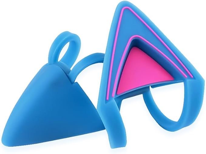 Glow in Dark Silicone Cat Kitty Ears Lovely Fluorescent Cat Ears Compatible for Bose/Razer/HyperX/Corsair/SteelSeries Arctis/Edifier Gaming Headphones (Blue)