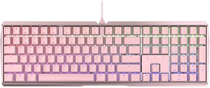 Cherry MX 3.0 S Wired Mechanical Gaming Keyboard. Aluminum Housing Built for Gamers w/MX Brown Switches. RGB Backlit Color Display Over 16m Colors. Pink (Renewed)