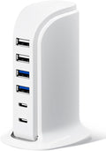USB Charger, Charging Station for Multiple Devices 45W, Fast Charging Blocks with Dual Type C Ports, 4 USB Charging Hub Organizer Multiport for iPhone, Ipad, Smartphones, Travel Accessories