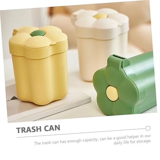 DECHOUS 2pcs Small Basket Mini Kitchen Garbage Can Lid Plastic Desktop Trash Bin Slim Trash Can for Office