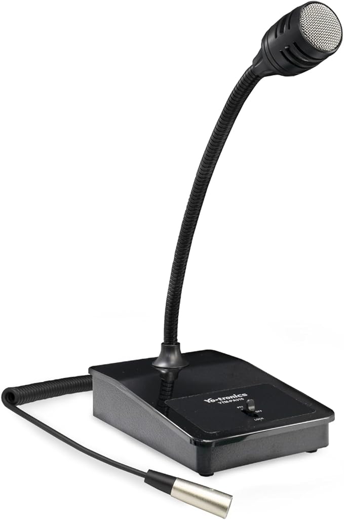 YO-TRONICS YTM-PA316 Professional Push to Talk Commercial Microphone, Gooseneck Wired Mic with XLR Connector, Dynamic Paging for Public Voice Announcements, Podium, Desktop, Meeting, Video Conference