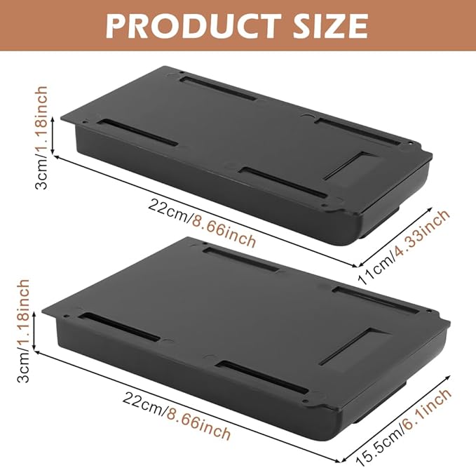 2pcs Under Desk Drawer, Self-Adhesive Slide Out Storage Organizer Attachable Pencil Storage Tray Under Table for Office Home Kitchen Organization(COLOR:Black)