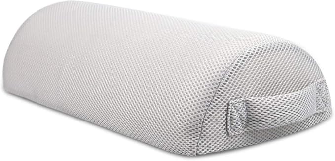 Ergonomic Memory Foam Footrest for Relieving Foot Sole, Ankle, Shank - Grayish-White Net Cloth