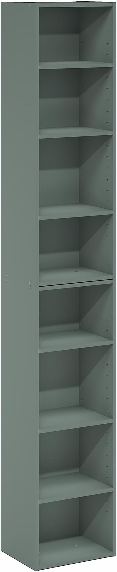 Furinno PASIR Book Shelf, 8-Tier Separable Tall Bookshelf, Stackable Bookcase with Adjustable Open Shelf, 9.3 x 11.8 x 70.9, for Living Room, Bedroom, Home Office, Sage Green